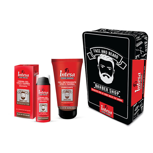 INTESA BARBER SHOP CREMA GEL VISO E BARBA 50 + DETERGENTE 150 ML - Tre Pi Profumerie