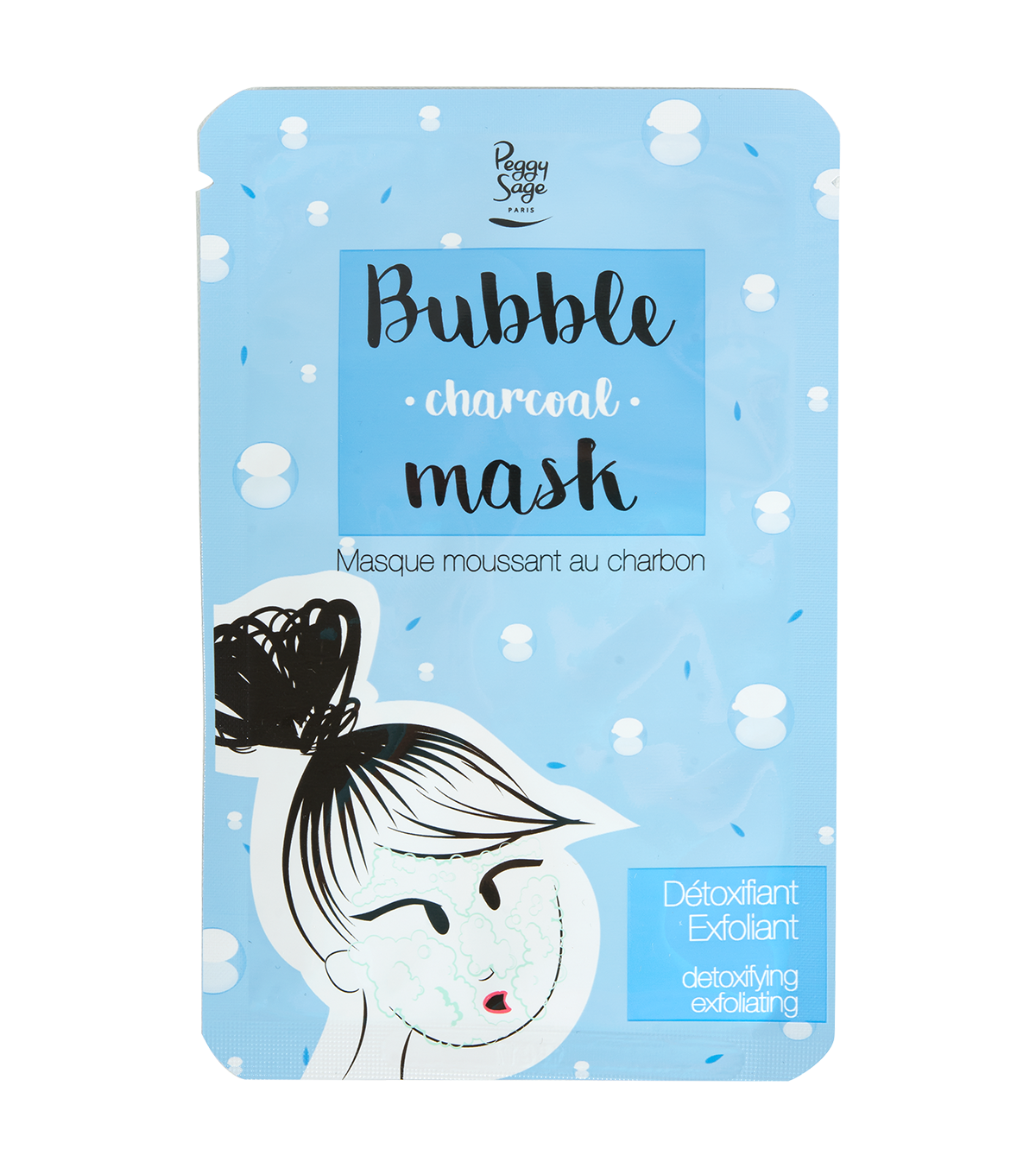 PEGGY SAGE MASCHERA SCHIUMOSA IN TESSUTO AL CARBONE ATTIVO - Tre Pi Profumerie