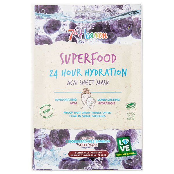 7 HEAVEN SUPERFOOD 24 HOUR HYDRATION ACAI SHEET MASK - Tre Pi Profumerie
