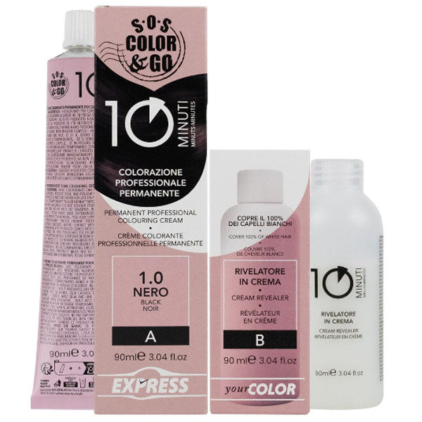 ALAMA SOS COLOR & GO TINTA CAPELLI 10 MINUTI NERO 1.0 - Tre Pi Profumerie