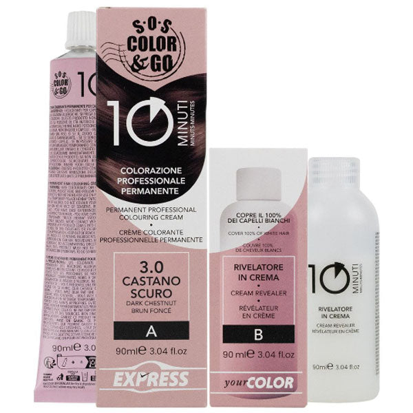 ALAMA SOS COLOR & GO TINTA CAPELLI 10 MINUTI CASTANO SCURO 3.0 - Tre Pi Profumerie