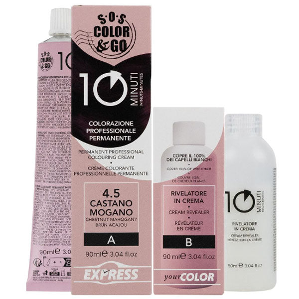 ALAMA SOS COLOR & GO TINTA CAPELLI 10 MINUTI CASTANO MOGANO 4.5 - Tre Pi Profumerie