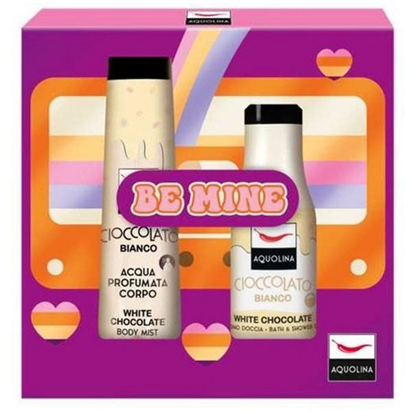 AQUOLINA COFANETTO BE MINE CIOCCOLATO BIANCO ACQUA CORPO + BAGNO - Tre Pi Profumerie