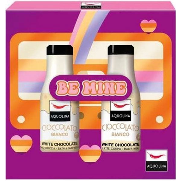 AQUOLINA COFANETTO BE MINE CIOCCOLATO BIANCO BAGNO + LATTE CORPO - Tre Pi Profumerie