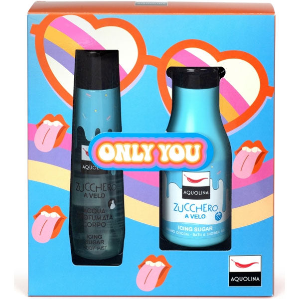 AQUOLINA COFANETTO ONLYYOU ZUCCHERO A VELO BAGNO + ACQUA CORPO - Tre Pi Profumerie