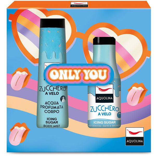 AQUOLINA COFANETTO ONLYYOU ZUCCHERO A VELO BAGNO + BAGNO - Tre Pi Profumerie