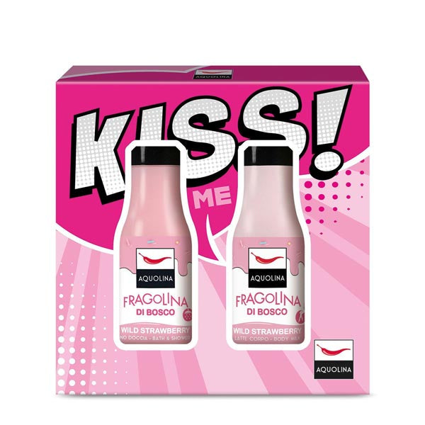 AQUOLINA KIT KISS MI FRAGOLINA BOSCO BAGNO + LATTE CORPO 125 ML - Tre Pi Profumerie