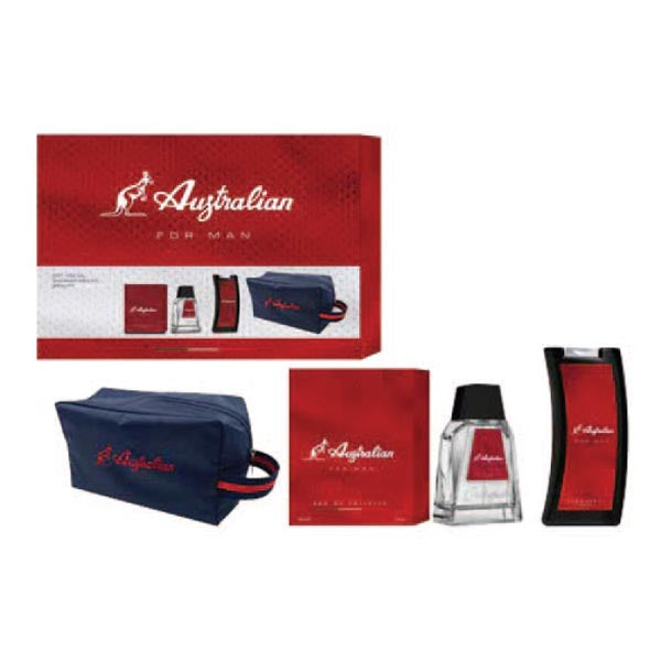 AUSTRALIAN COFANETTO ROSSO EDT 100 ML + DOCCIA + POCHETTE - Tre Pi Profumerie