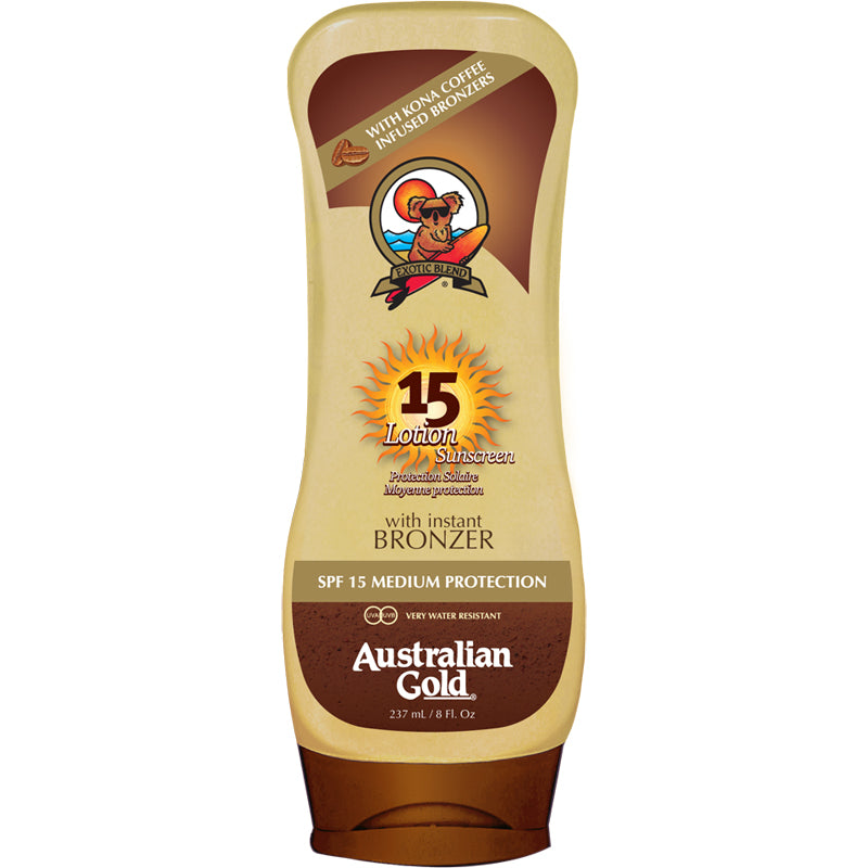 AUSTRALIAN GOLD LOTION KONA COFFE SPF 15 MEDIUM PROTECTION 237ML - Tre Pi Profumerie