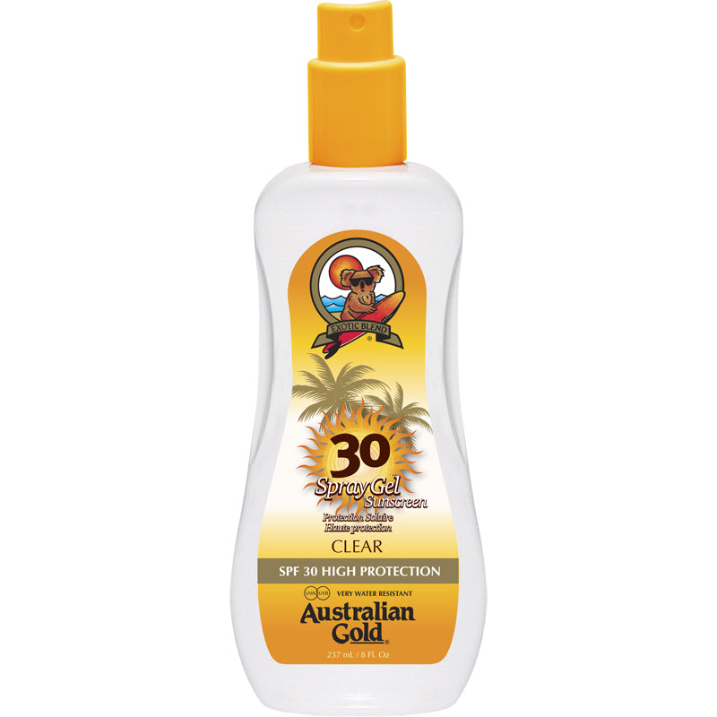 AUSTRALIAN GOLD SPRAY GEL CLEAR SPF 30 HIGH PROTECTION 237 ML - Tre Pi Profumerie