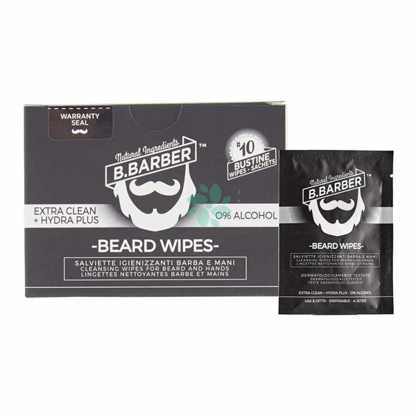 B.BARBER BEARD WIPES SALVIETTE IGIENIZZANTI BARBA E MANI 10 PEZ - Tre Pi Profumerie