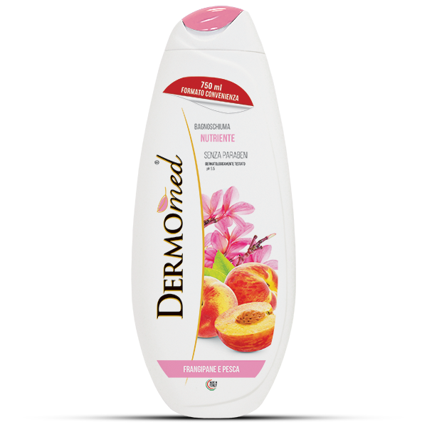 DERMOMED BAGNOSCHIUMA FRANGIPANE E PESCA 750 ML - Tre Pi Profumerie