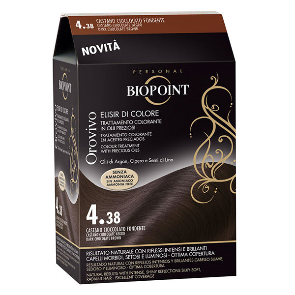 BIOPOINT OROVIVO ELISIRCOLORE CASTANO CIOCCOLATO FONDENTE 4.38 - Tre Pi Profumerie