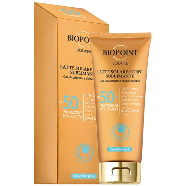 BIOPOINT SOLAIRE LATTE SOLARE CORPO SUBLIMINANTE SPF 50+ 200 ML - Tre Pi Profumerie