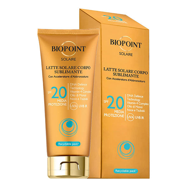 BIOPOINT SOLAIRE LATTE SOLARE CORPO SUBLIMINANTE SPF 20 200 ML - Tre Pi Profumerie