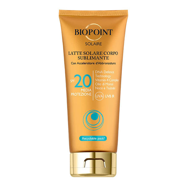 BIOPOINT SOLAIRE LATTE SOLARE CORPO SUBLIMINANTE SPF 20 200 ML - Tre Pi Profumerie