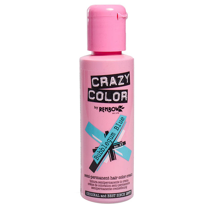CRAZY COLOR SEMI-PERMANENT HAIR COLOR CREAM BUBBLEGUM BLUE 63 - Tre Pi Profumerie