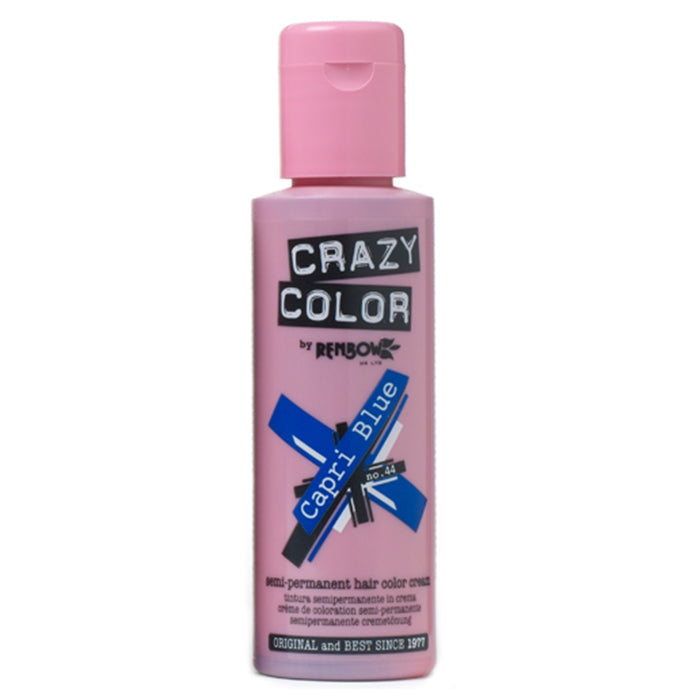 CRAZY COLOR SEMI-PERMANENT HAIR COLOR CREAM CAPRI BLUE 44 - Tre Pi Profumerie