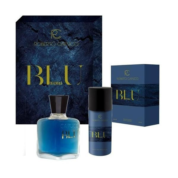 CAPUCCI BLU INTENSO AFTER SHAVE 100 ML + DEODORANTE - Tre Pi Profumerie
