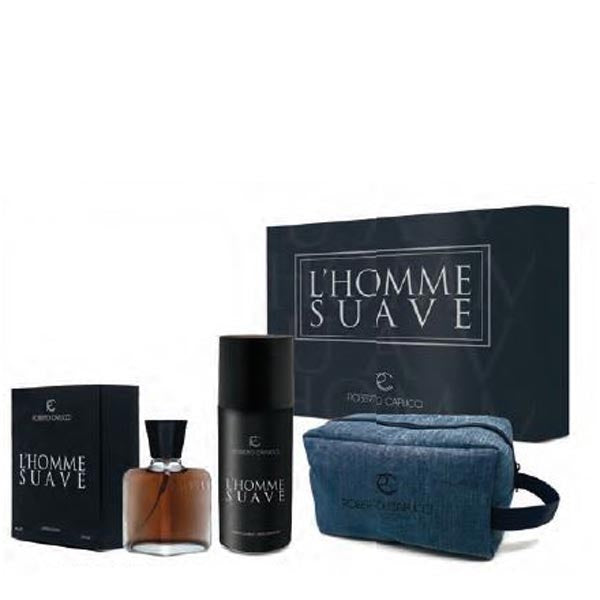 CAPUCCI L'HOMME SUAVE COFANETTO DOPOBARBA-DEODORATE-BORSELLO - Tre Pi Profumerie