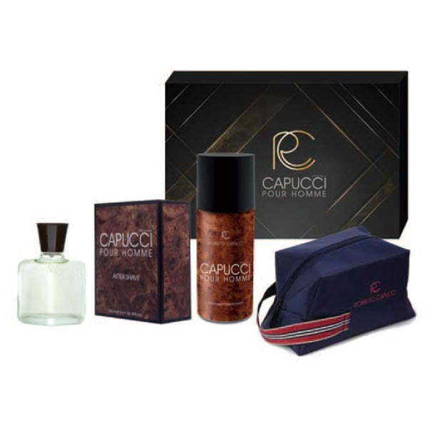CAPUCCI UOMO COFANETTO AFTER SHAVE 100 ML + BORSELLO - Tre Pi Profumerie
