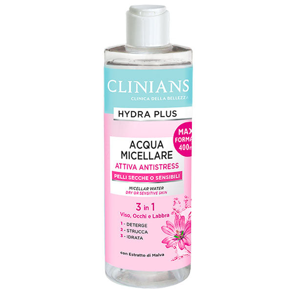 CLINIANS ACQUA MICELLARE ATTIVA ANTISTRESS PELLI SECCHE 400M - Tre Pi Profumerie