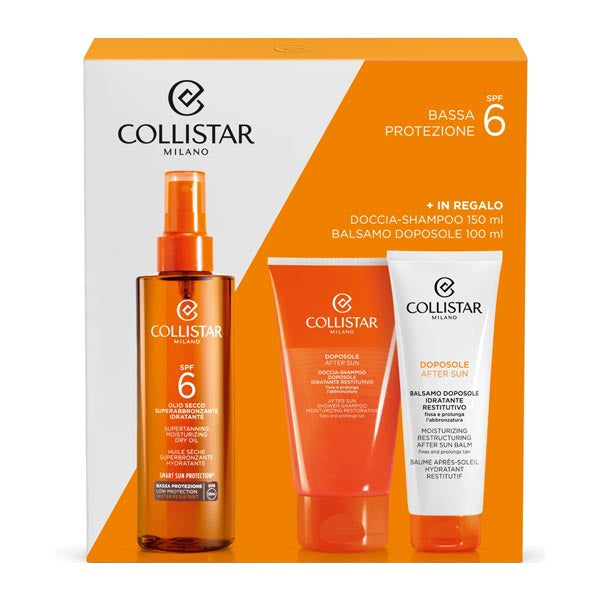 COLLISTAR KIT ABBRONZANTE OLIO SECCO SPF6 + SHAMPOO + BALSAMO - Tre Pi Profumerie