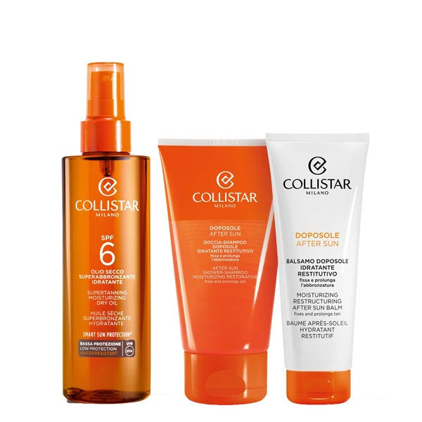 COLLISTAR KIT ABBRONZANTE OLIO SECCO SPF6 + SHAMPOO + BALSAMO - Tre Pi Profumerie