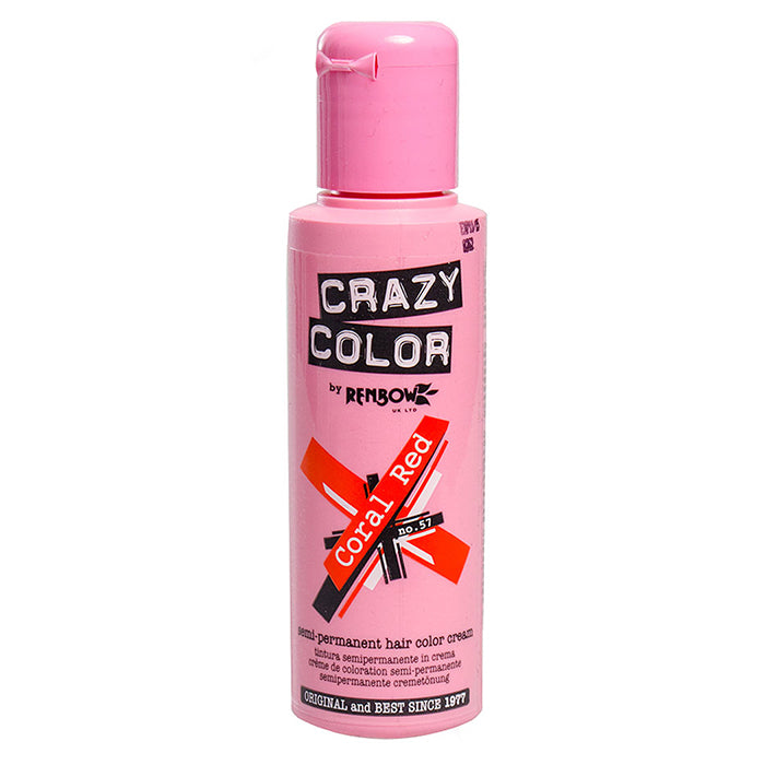 CRAZY COLOR SEMI-PERMANENT HAIR COLOR CREAM CORAL RED 57 - Tre Pi Profumerie