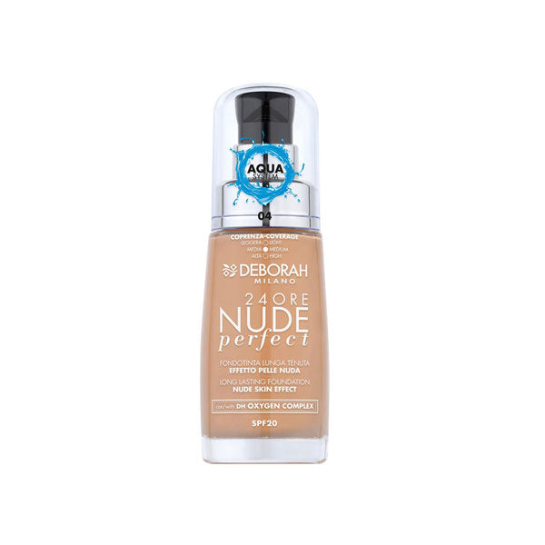 DEBORAH FONDOTINTA 24H NUDE PERFECT AQUA SYSTEM 04 + ILLUMINANTE - Tre Pi Profumerie