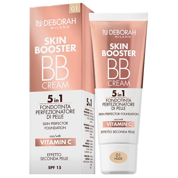 DEBORAH SKIN BOOSTER BBCREAM FONDOTINTA 5 IN 1 VITAMINA C 01 - Tre Pi Profumerie
