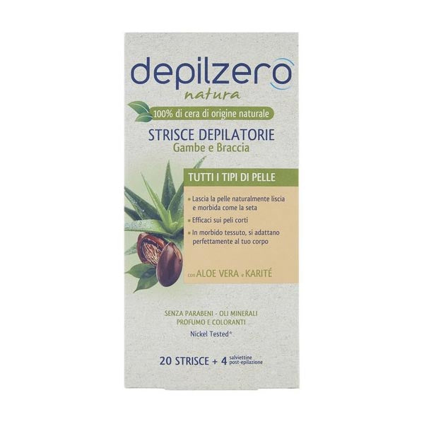 DEPILZERO NATURA STRISCE DEPILATORIE GAMBE E BRACCIA 20 PEZZI - Tre Pi Profumerie
