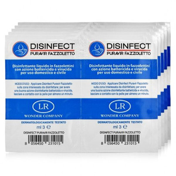DISINFECT PURAVIR FAZZOLETTO DISINFETTANTE PER MANI 3 ML - Tre Pi Profumerie