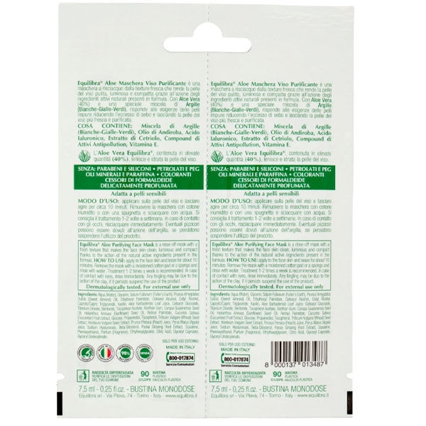 EQUILIBRA ALOE MASCHERAVISO PURIFICANTE SENSITIVE - Tre Pi Profumerie