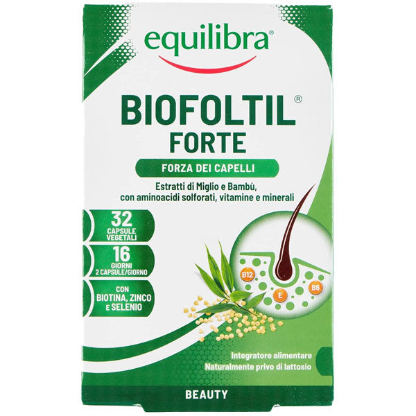 EQUILIBRA INTEGRATORE BIOFOLTIL FORTE FORZA DEI CAPELLI 32 CPS - Tre Pi Profumerie