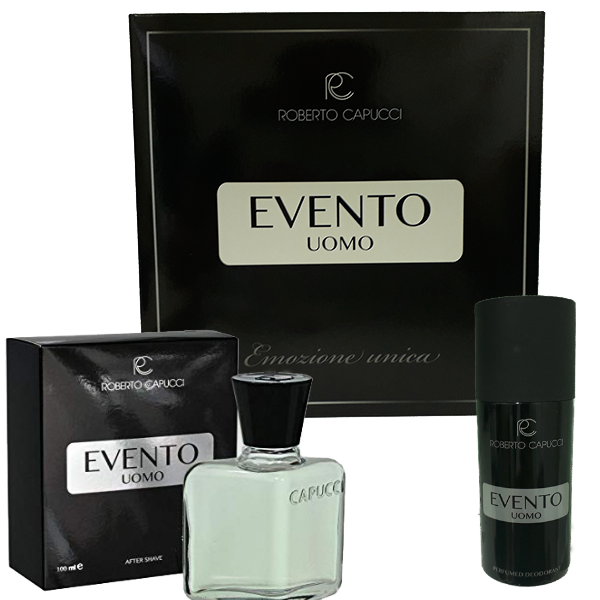 CAPUCCI EVENTO UOMO COFANETTO DOPOBARBA 100 ML + DEO 150 ML - Tre Pi Profumerie