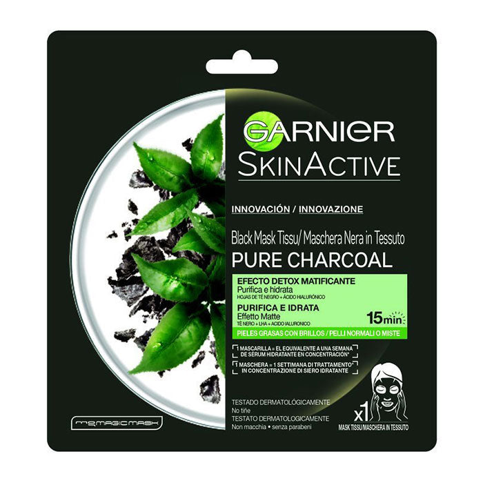 GARNIER SKIN ACTIVE MASCHERA BLACK MASK PURE CHARCOAL 28 G - Tre Pi Profumerie