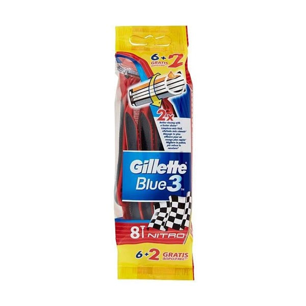 GILLETTE BLUE 3 RASOIO USA E GETTA 8 PEZZI - Tre Pi Profumerie