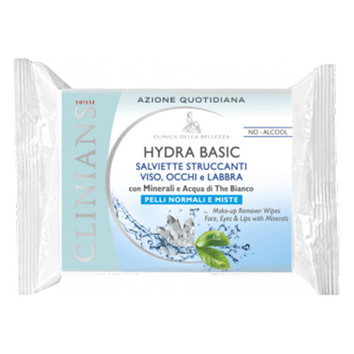 CLINIANS HYDRA BASIC SALVIETTE STRUCCANTI PELLI NORMALI E MISTE - Tre Pi Profumerie