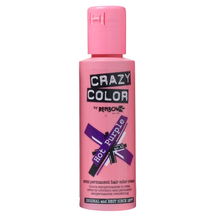 CRAZY COLOR SEMI-PERMANENT HAIR COLOR CREAM HOT PURPLE 62 - Tre Pi Profumerie