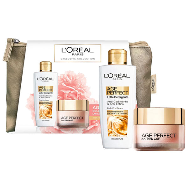 L'OREAL COFANETTO LATTEDETERGENTE 200 ML + GOLDEN AGE CREMA - Tre Pi Profumerie