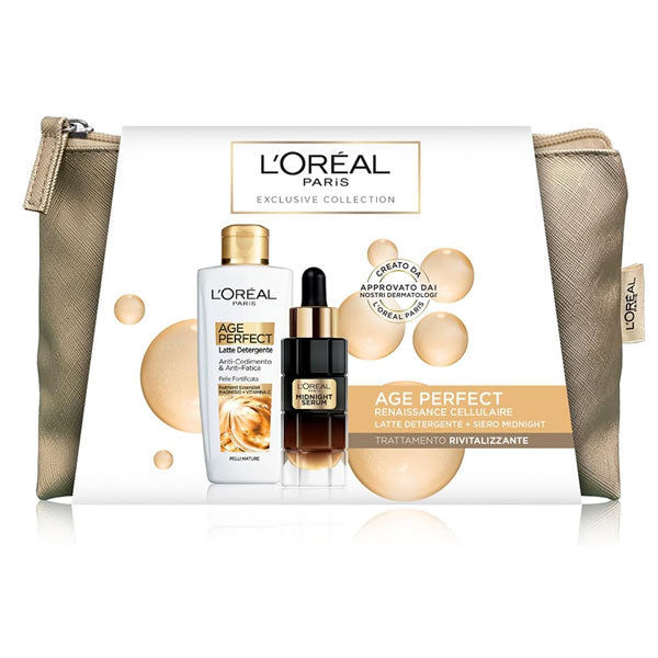 L'OREAL COFANETTO LATTEDETERGENTE 200 ML + SIERO MIDNIGHT 30 ML - Tre Pi Profumerie