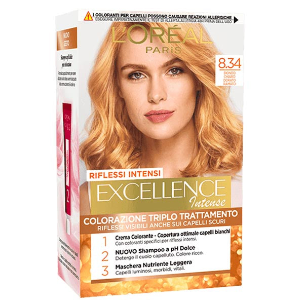 L'OREAL EXCELLENCE BIONDO CHIARO DORATO RAMATO 8.34 - Tre Pi Profumerie