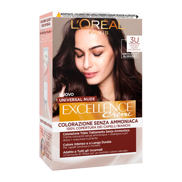 L'OREAL EXCELLENCE NO AMMONIACA CASTANO SCURO NUDE 3U - Tre Pi Profumerie