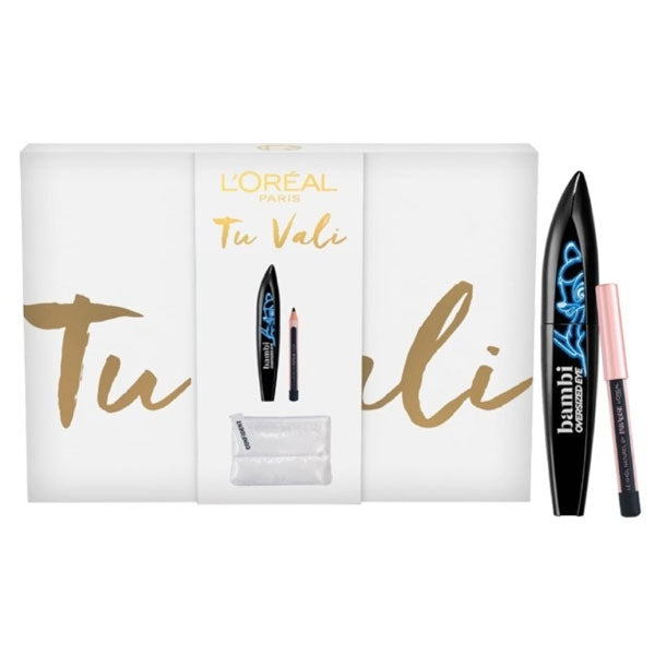 L'OREAL TU VALI COFANETTO MASCARA NERO BAMBI + MINI MATITA NERA - Tre Pi Profumerie