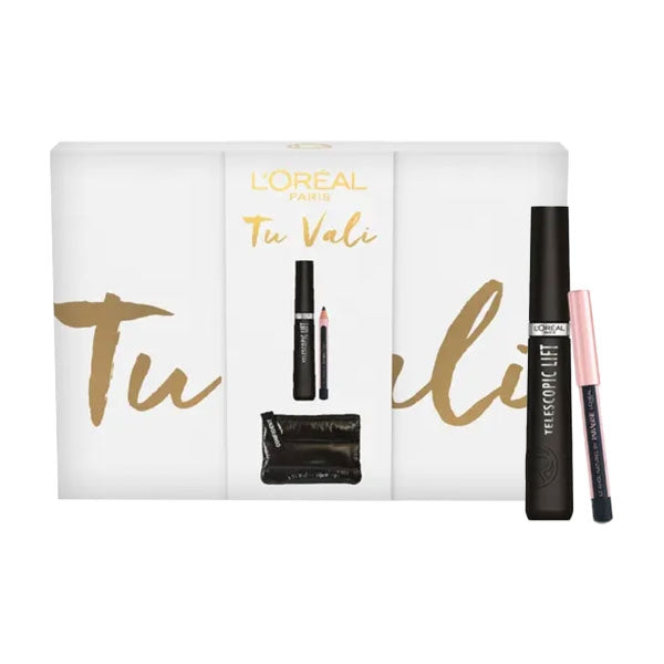 L'OREAL TU VALI COFANETTO MASCARA TELESCOPIC + MINI MATITA NERA - Tre Pi Profumerie