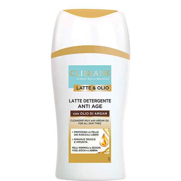 CLINIANS LATTE&OLIO LATTE DETERGENTE ANTI AGE ARGAN 200 ML - Tre Pi Profumerie