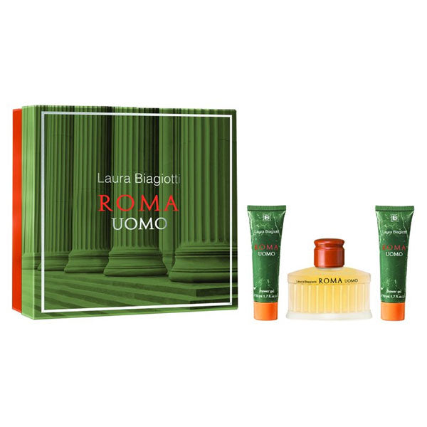 LAURA BIAGIOTTI ROMA UOMO COFANETTO EDT 75 ML +SHOWER 2X50ML - Tre Pi Profumerie