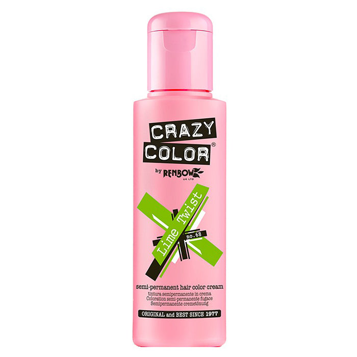 CRAZY COLOR SEMI-PERMANENT HAIR COLOR CREAM LIME TWIST 68 - Tre Pi Profumerie