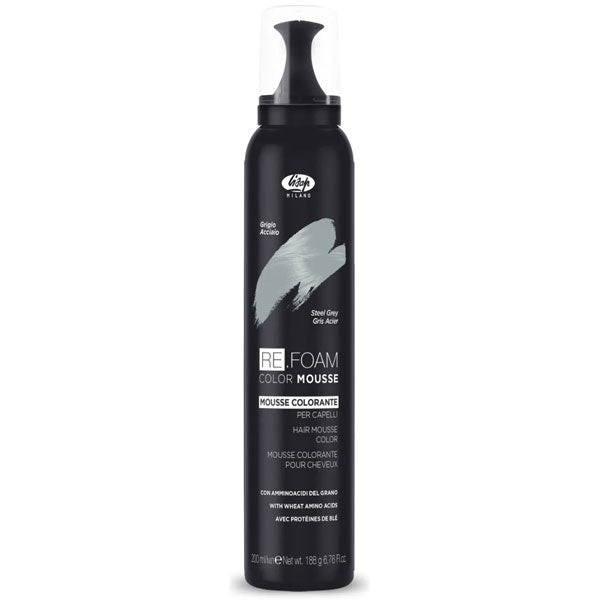 LISAP RE.FOAM MOUSSE COLORANTE CAPELLI GRIGIO ACCIAIO 200 ML - Tre Pi Profumerie